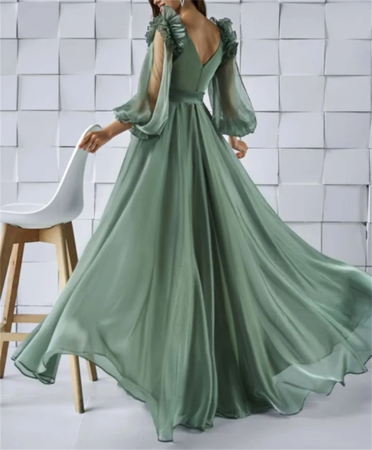 Vestido De Novia bohemio verde para mujer, traje elegante De Princesa con mangas abullonadas, escote Corazón, apliques, 2024