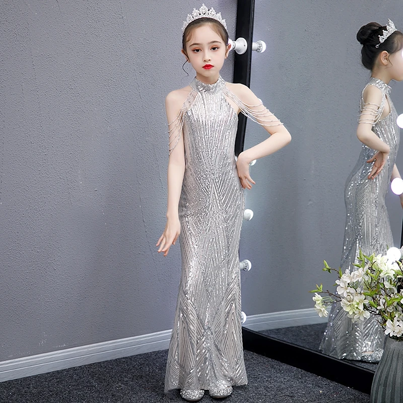 Luxury Children\'s Princess Dress Shiny Sequined Dress For Girls 2Y 10 12 Years 14 Years Mermaid Elegant Teen Party Evening Dress