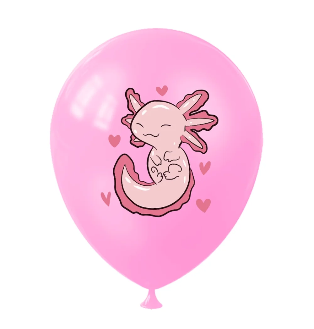 Pink Salamander Balloon, White Pink Latex Balloons,Birthday Party Decoration,Pink Axolotl Balloon Set,12pcs