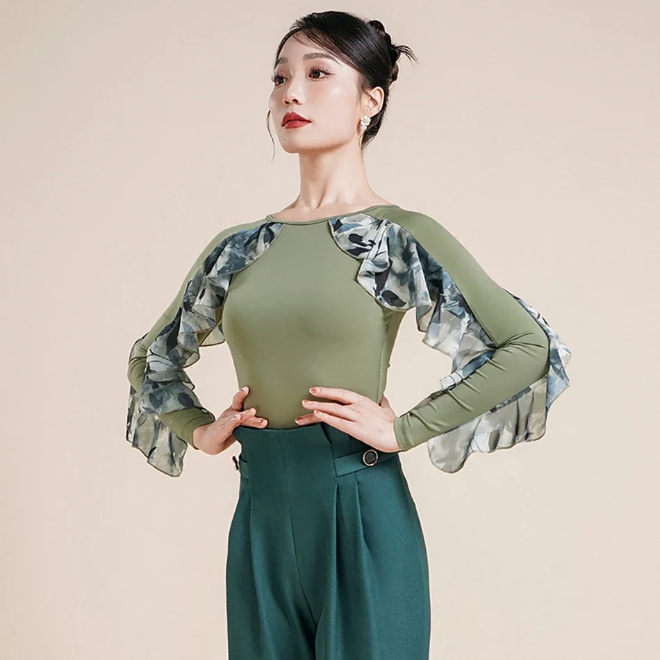 

2024 Female Ballroom Dance Performance Clothes Professional Latin Dance Bodysuit Cha Cha Samba Rumba Costumes M1028