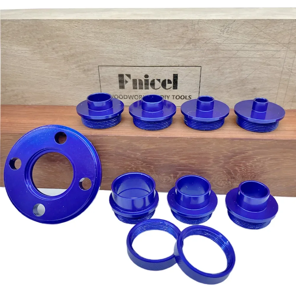 10Pcs Aluminum Router Guide Bushing Set, Pro Style Router Template Kit with and Lock Nuts, Fits Any 1-3/16\