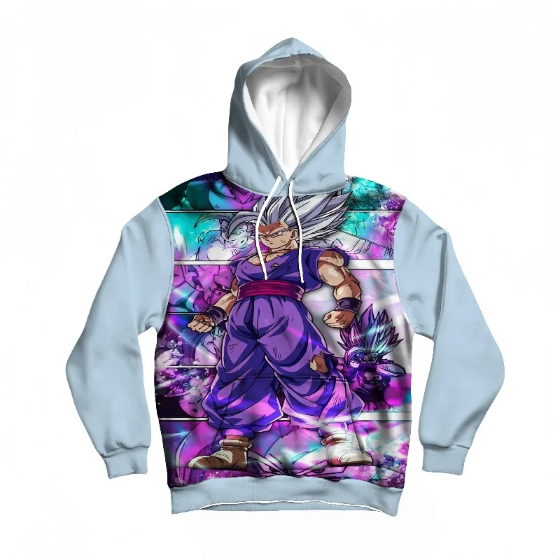 Dragon Ball Hoodie Super Saiyan Goku Impressão Único Painel de Manga Fundo Personagem Icônico Vibrant Design Detalhado Fan Must Have