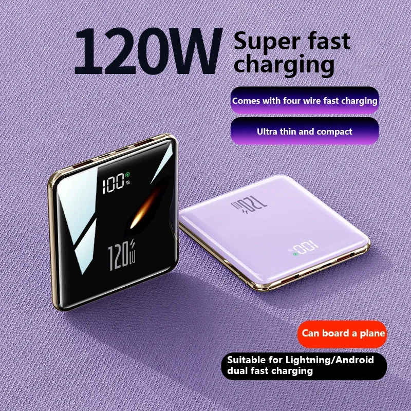 VIVO 50000mAh Ultra Thin Power Bank 120W Super Fast Charging PowerBank 4 in 1 Built-in Cables Compatible with iPhone Samsung - view 6