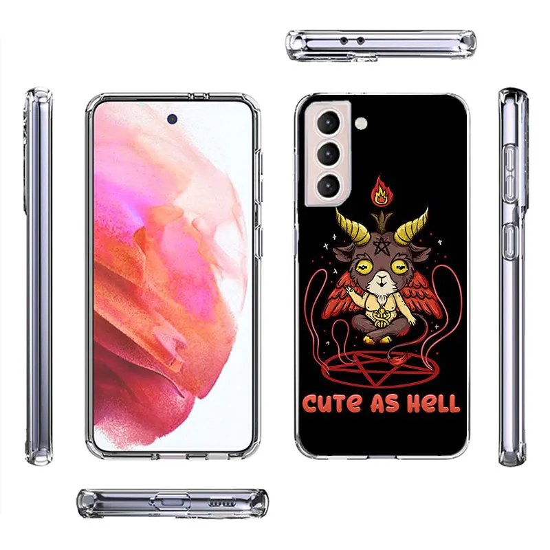 Cute Hell Hail Satan Evil Phone Case For Samsung Galaxy S24 S23 Ultra Capa Shell S22+ S21 Plus S20 FE S10 Lite S10E S9 S8 S7 Edg