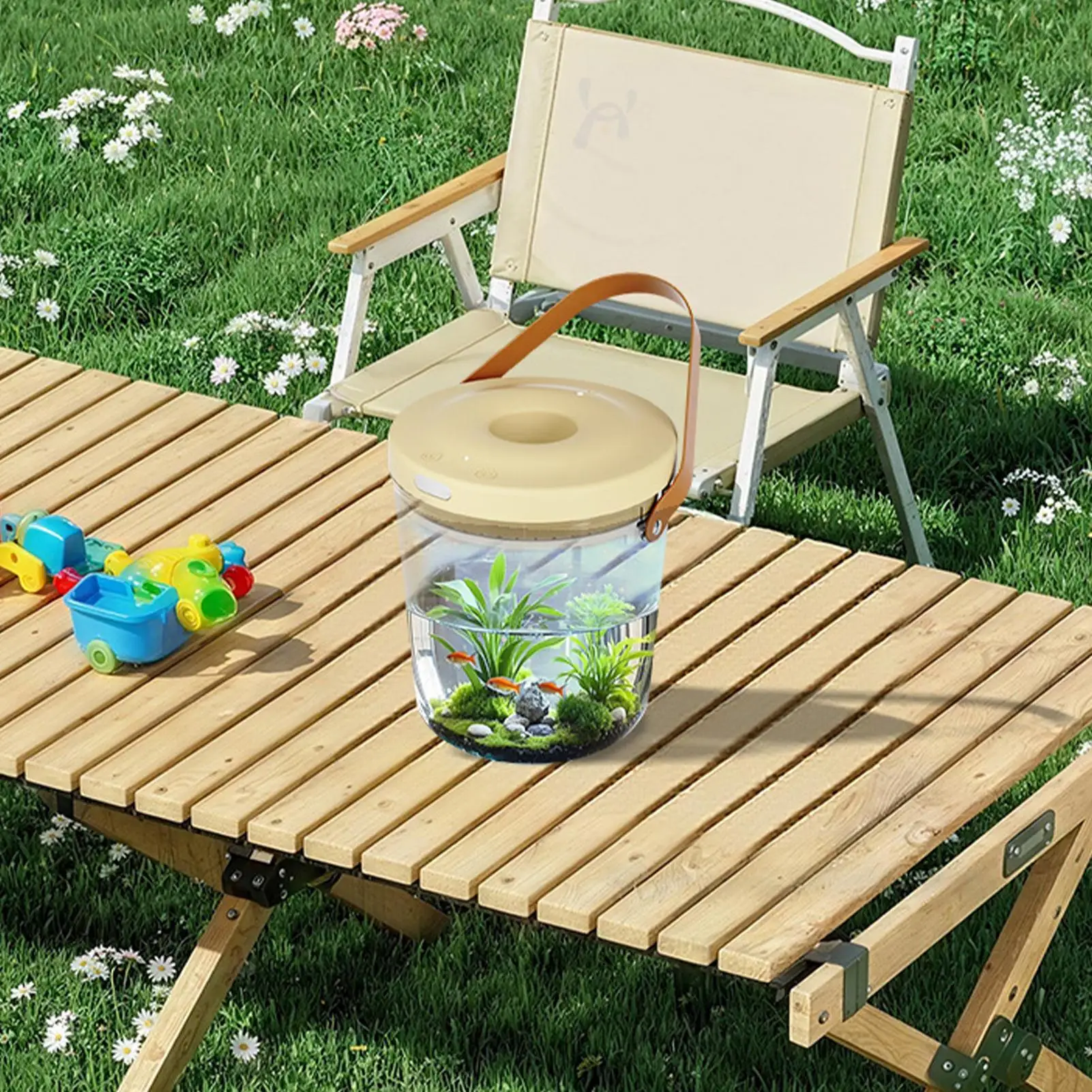 

Handheld Multifunction Seaside Fish Tank Transport Portable Fish Bowl with Light Quiet Oxygen Circulation 2000mAh Mini Aquarium