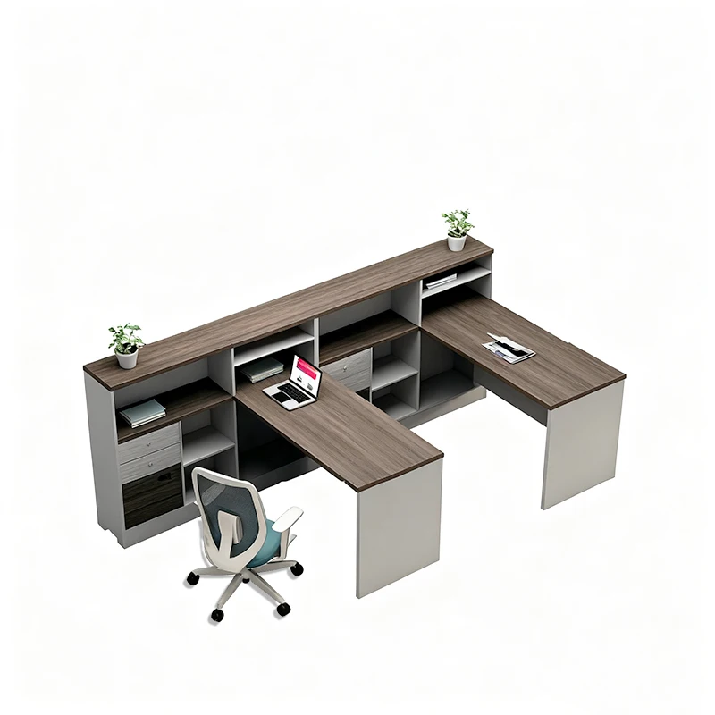 

# Space Saving Minimalist L-Shaped Corner Office Desk With Bookshelf And Drawers For Home Office Or Small Business