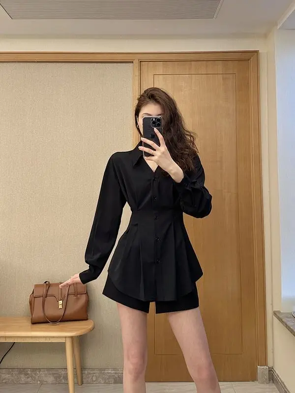 

Long Sleeve Shirts Women Satin Ruffled Loose Fit Gentle Feminine Romantic Minimalist Vacation Spring Holiday Office Daily Casual