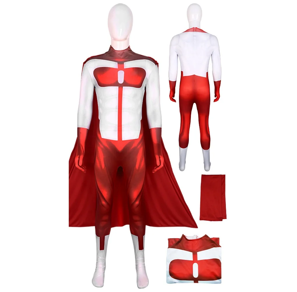 

Adult Invincible Thragg Cosplay Costume Red Grand Regent Thragg Costume Apparel Bodysuit Jumpsuit Cloak Cape Suit Men Party Set