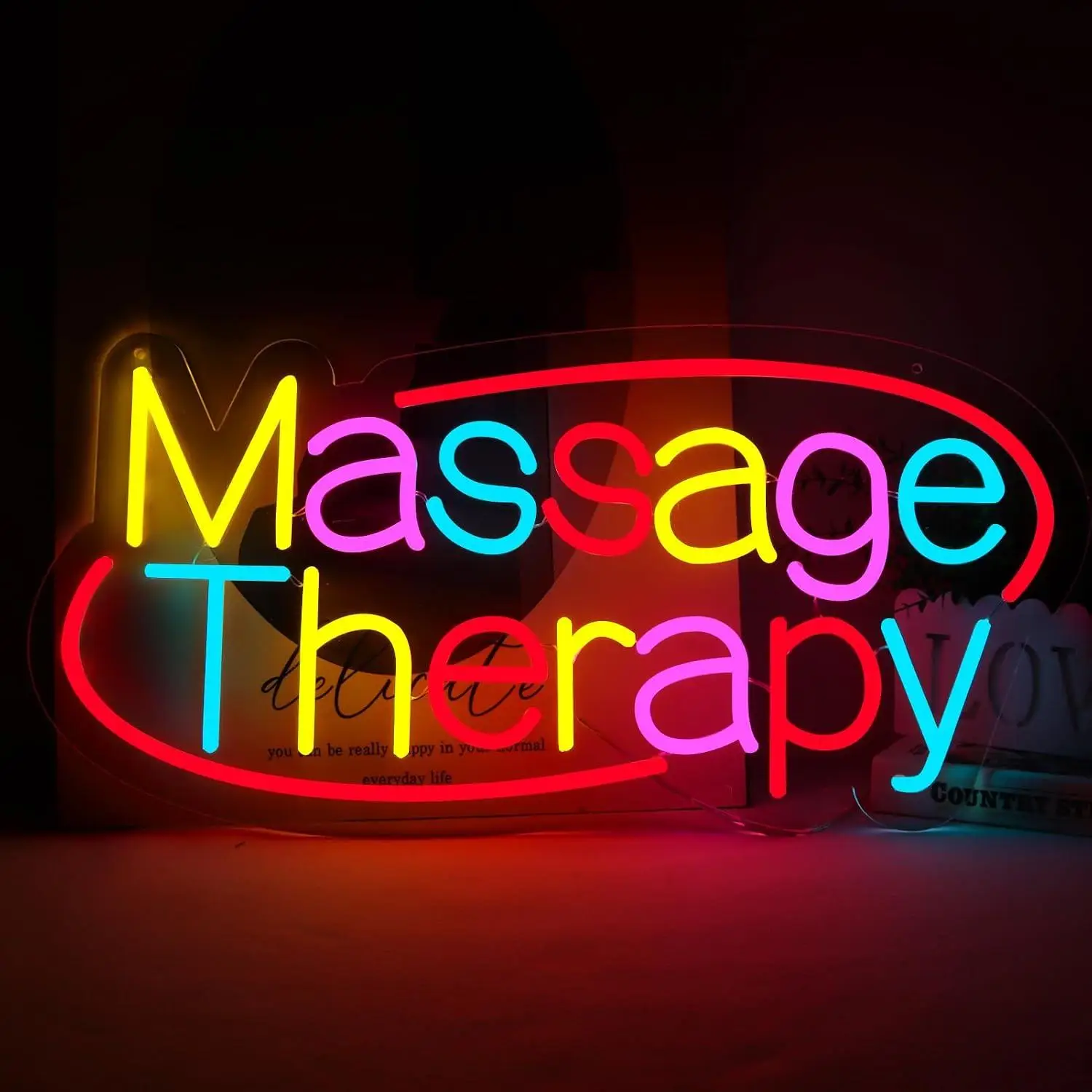 Massage Therapy Neon Sign USB Dimmable LED Wall Light For Massage Spa Salon Wellness Shop Business Window Wall Decoration