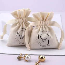 Custom Natural Cotton Gift Bags OEM Friendly Jewelry Packaging Organic Drawstring Dust Bag Wholesale for Christmas