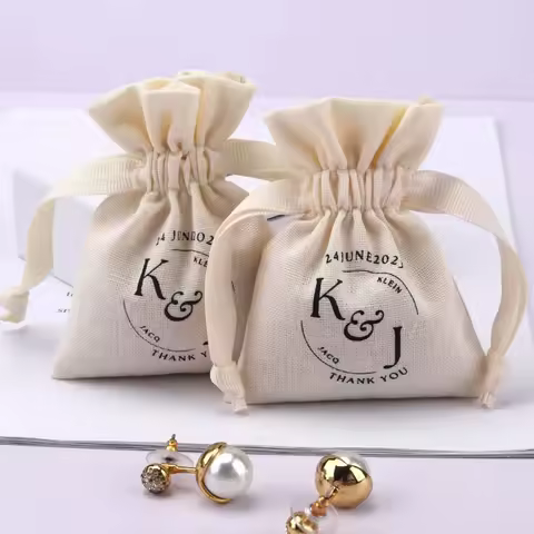Custom Natural Cotton Gift Bags OEM Friendly Jewelry Packaging Organic Drawstring Dust Bag Wholesale for Christmas