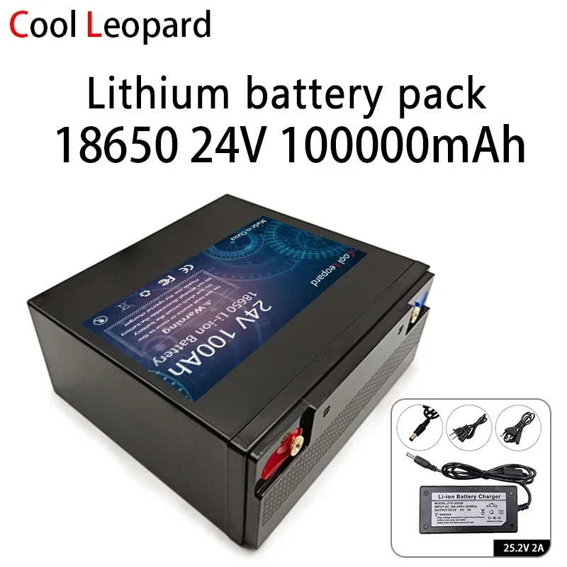 New 18650 24V 100Ah Lithium Battery Pack Built-in 100A BMS,for Solar Marine Overland Off-Grid LED lighting Rechargeable Battery