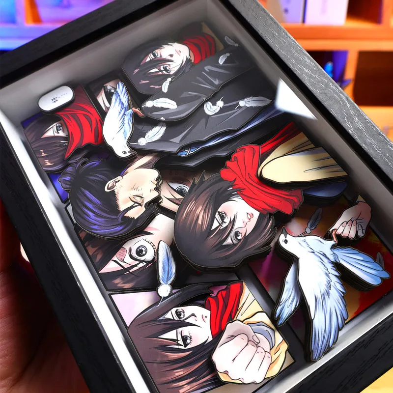 Novo anime ataque em titã mikasa·ackerman eren jaeger cosplay papel arte pendurado imagem artesanal 3d pintura estéreo decoração presentes