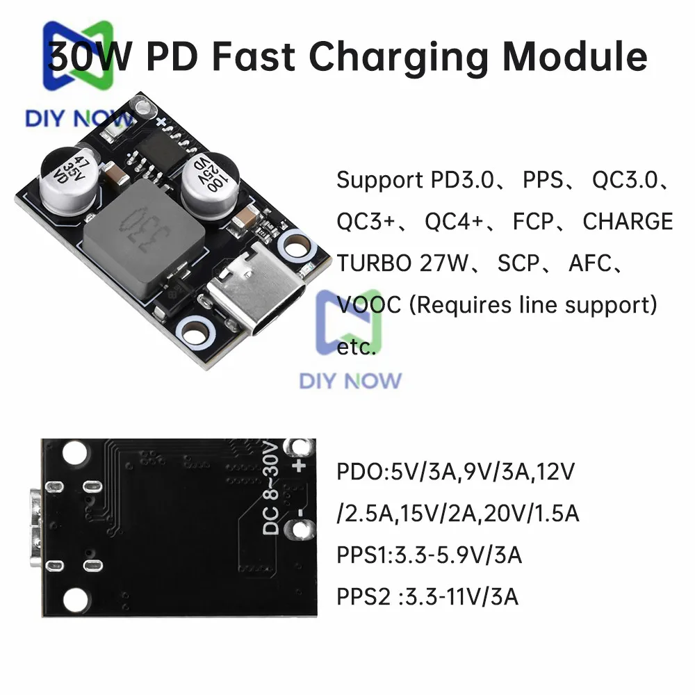 PD30W 45W Fast Charging Module Type-C For Apple PD3.0 PPS Fast Charger QC3.0 Huawei SCP Support VOOC Fast Charger Electricity