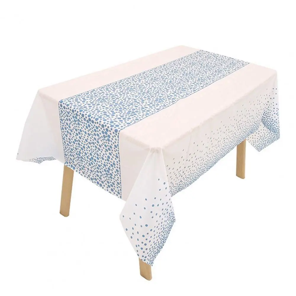 Waterproof Oilproof Table Decor Polka Dot Pattern Disposable Plastic Tablecloth Picnic Cloth Tablecover Table Runner