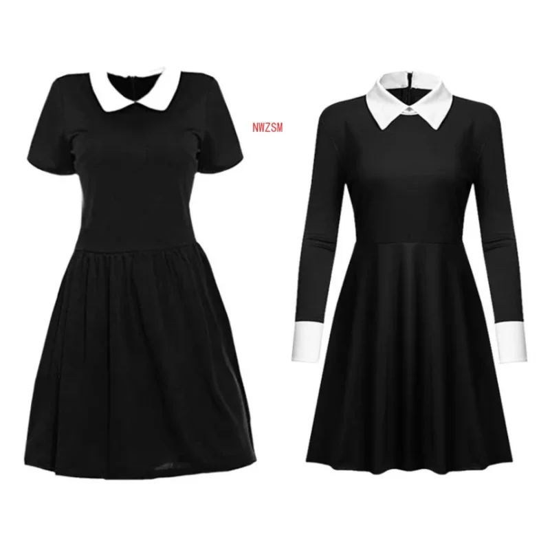 

qa156Movie the Family cosplay costume Wednesday Addams black dress