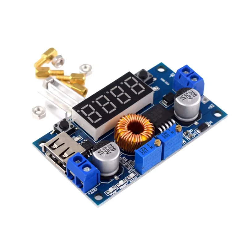 XL4015 75W DC-DC 5A Overtemperature protection Voltage Regulators Module Adjustable Buck Module With Voltmeter Display USB Port