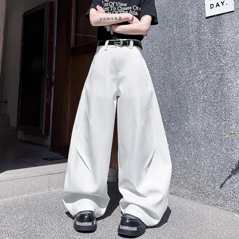 

Мужские повседневные брюки с высокой талией и прямым кроем, премиум-класса, с пэчворком, расклешенные, дизайн TANGZ STUDIO, длинные брюки