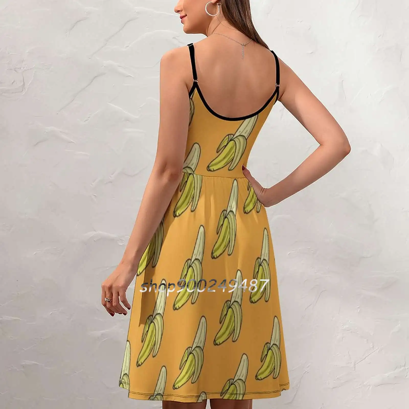 Vintage-Banana Sling Dress Sexy Dress Female High Waist Dresses For Women Breakfast Bright Cooking Cool Cute Delicious Eat