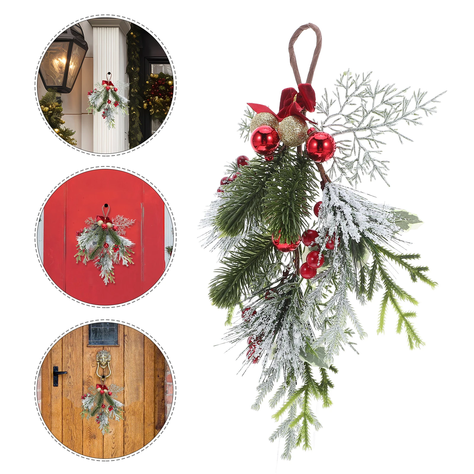 

Winter Wall Hanging Wreath Artificial Front Door Christmas Ornament Plastic Ball Decor