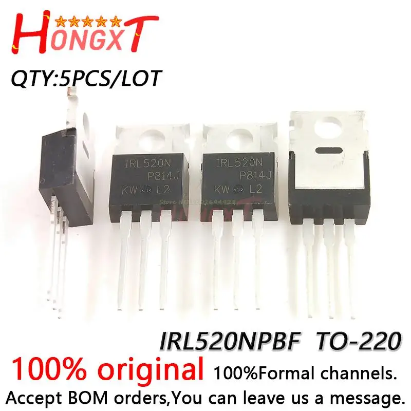 

5PCS 100% NEW Original IRL520NPBF IRL520N in-line TO-220 FET 100V10A.