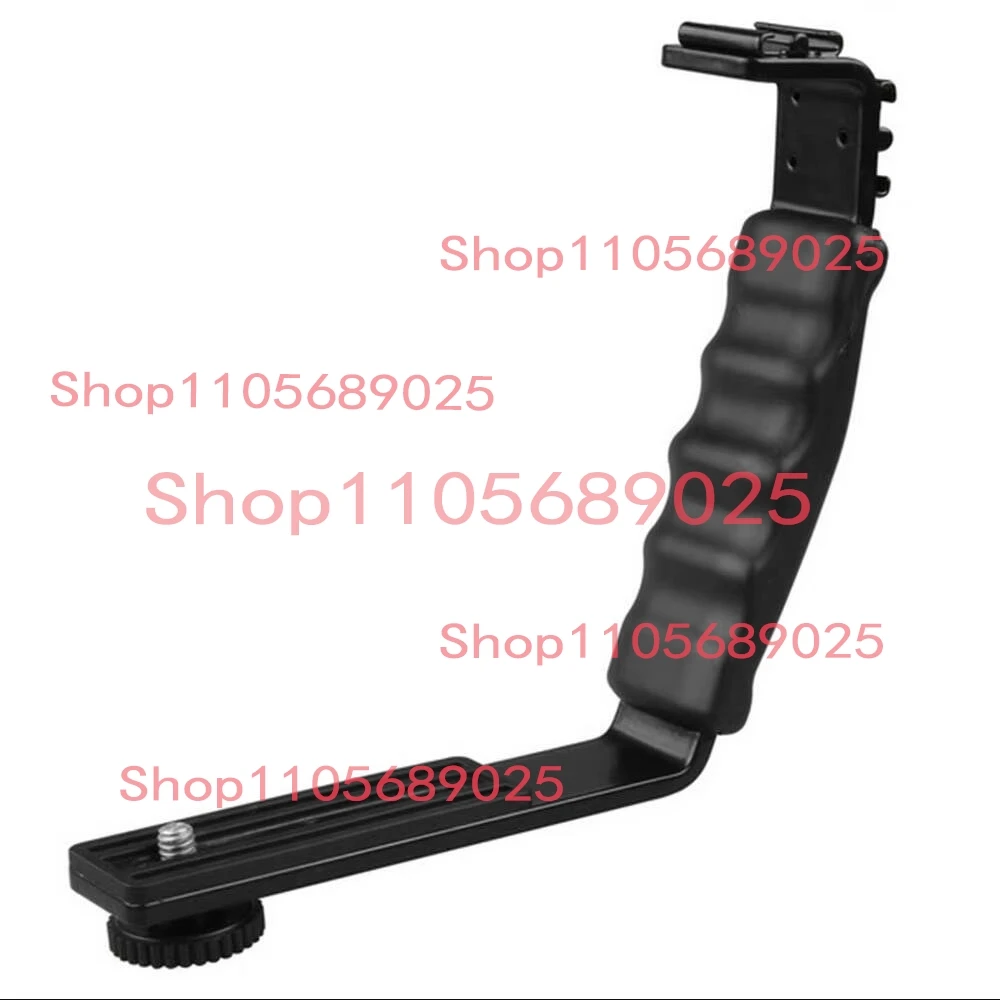 L-Shaped Flash Bracket Mount with 2 Hot Shoes for Camcorder Mic Microphone Video Light Camera Accessory