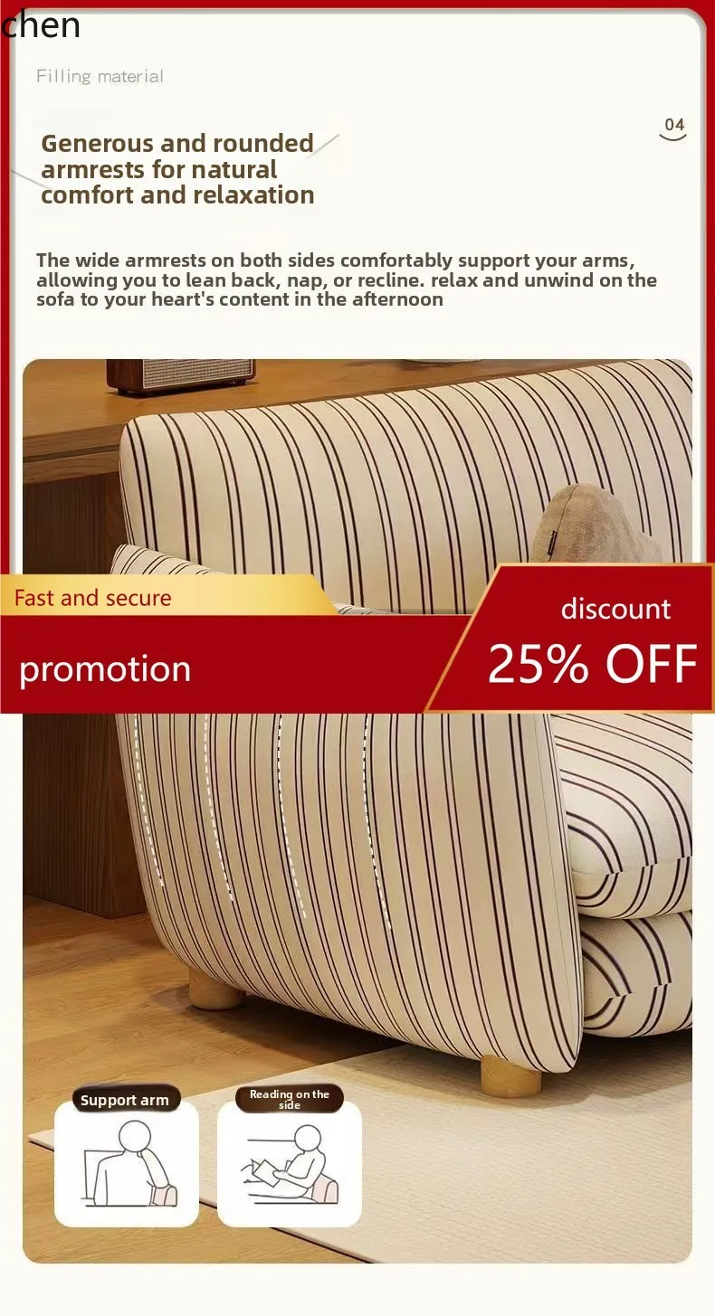 

HT Retro Style Fabric Sofa Small Apartment Living Room Cotton Linen Double Small Sofa Apartment Three-Seater Straight Row Sofa