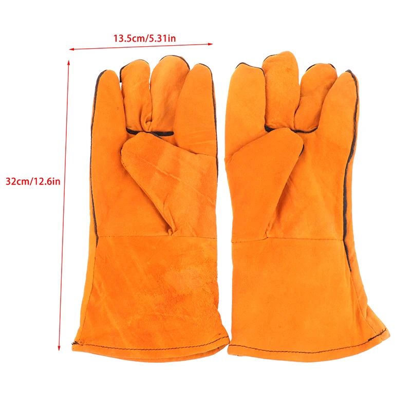 1Pair Heat-proof Metal Welding Protector Gloves Cowhide Flame-retardant Welding Work Gloves Mechanic Gloves Tools