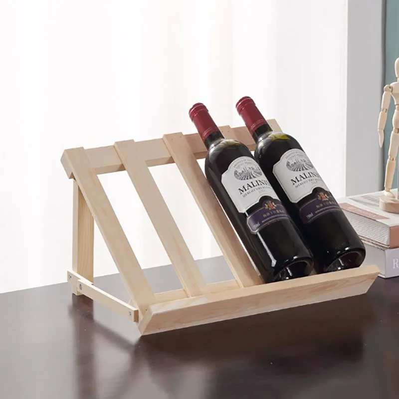 Wooden Red Wine Rack, Small Wine Holder, Oblique Wine Bottle Bracket, Household Wine Cabinet Display Rack, Solid Wood Decoration