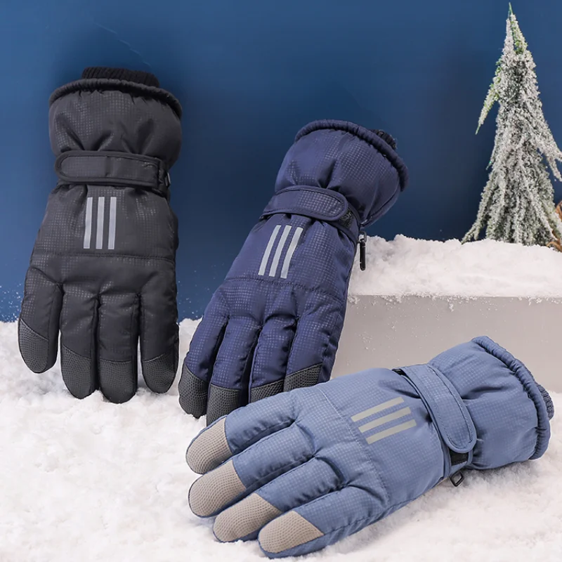 Ski gloves men's winter cold-proof outdoor anti-freeze cycling play snow thickened velvet touch screen warm cotton gloves