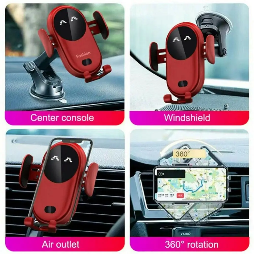 Universal Infrared Induction Wireless Fast Charger Car Phone Holder Smart Sensor Automatic Car Stand Mount for iPhone Samsung