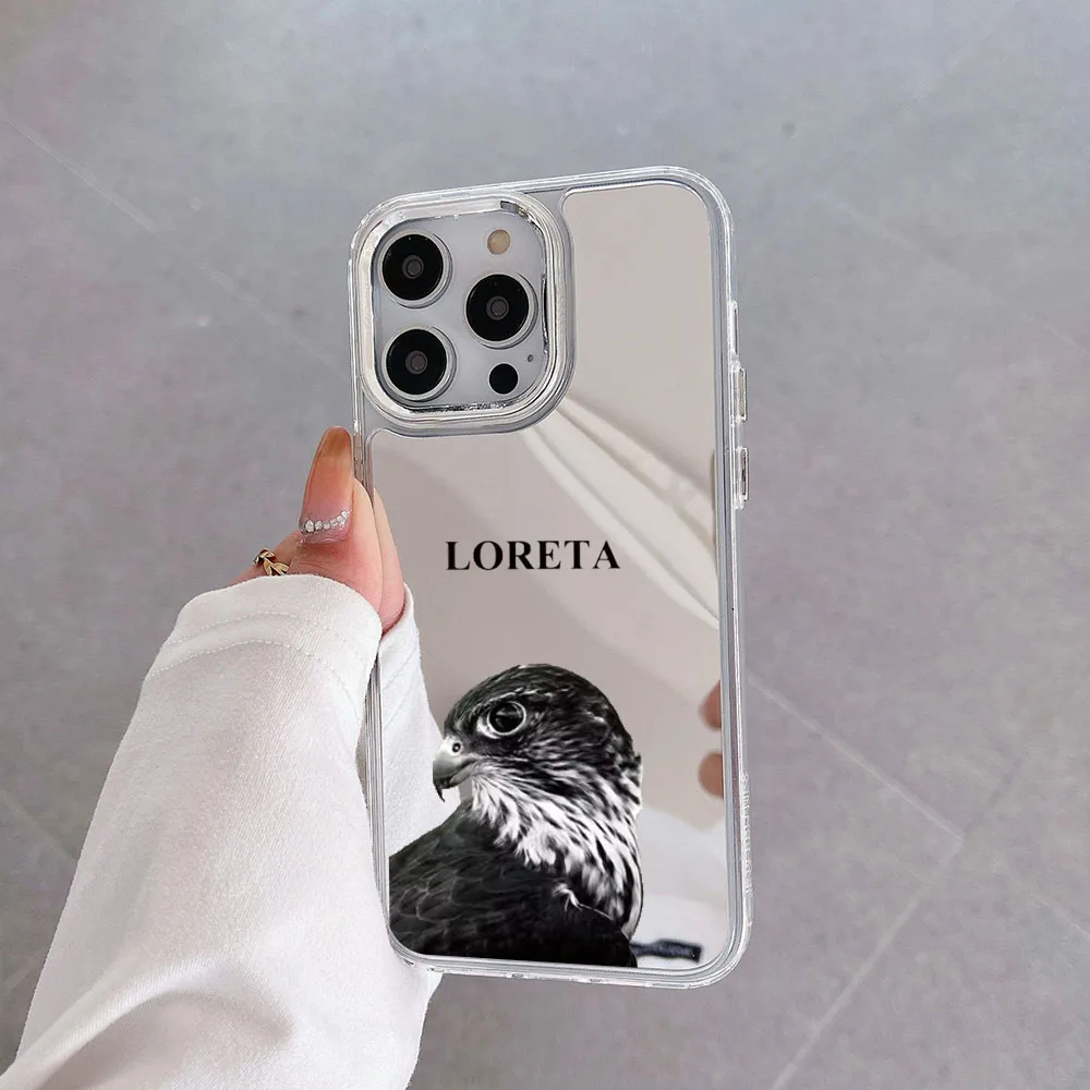 Name Custom Cute Animal Mirror Case for iphone 14 13 12 15 Pro Max SE2020 Case Shockproof Cover for iphone 11 XS XR 14Plus Cases