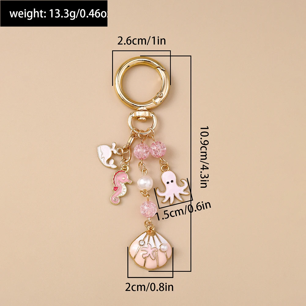 Aihua Niedlicher Schlüsselanhänger, bunt, Strand, Oktopus, Seestern, Muschel, Muschel, Schlüsselanhänger, Ketten, Meer, Souvenir, Geschenke für Frauen und Mädchen, DIY-Schmuck – Detail 8