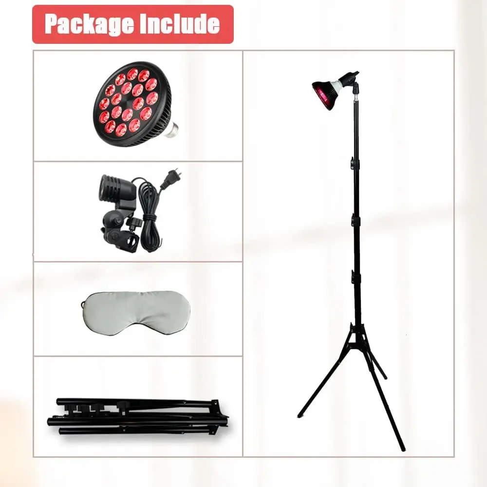 جهاز علاج بالضوء الأحمر، 54 وات أحمر 660 نانومتر بالقرب من الأشعة تحت الحمراء 850 نانومتر مع حامل ثلاثي لسطح المكتب لتجميل بشرة الجسم وتخفيف الألم