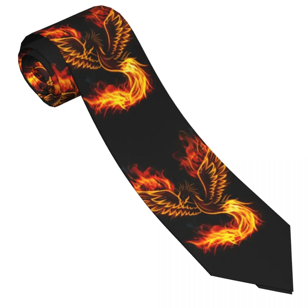 Classic Tie for Men Silk Mens Neckties for Wedding Party Business Adult Neck Tie Casual Burning Phoenix Bird Tie