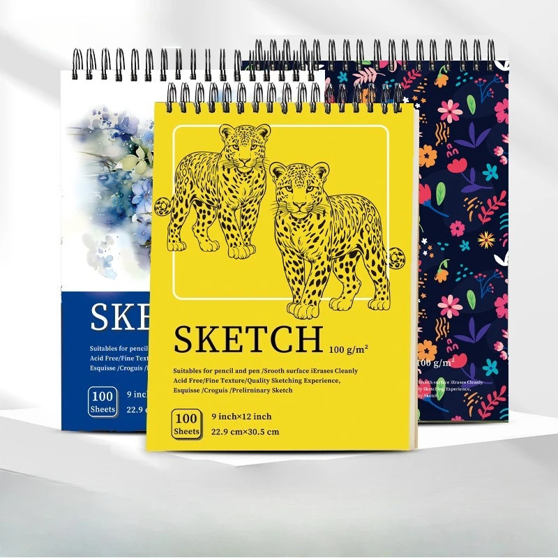 22.9x30.5cm Coil Sketchbook 100 Sheets/200 Pages Easy To Tear for Travel Sketching Painting Graffiti Design Draft