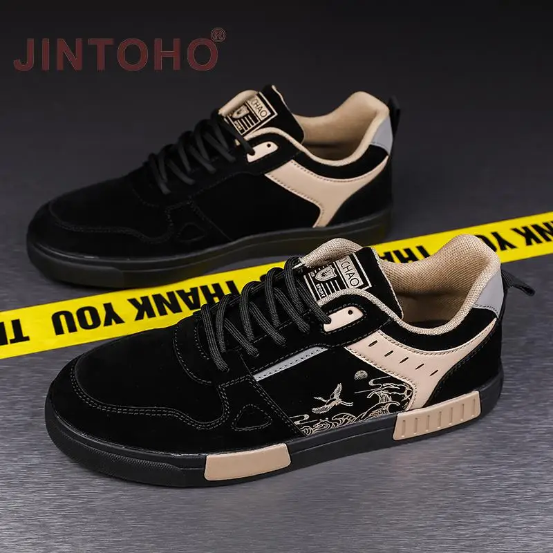 JINTOHO حجم كبير 47 أزياء الرجال حذاء أسود عارضة قطيع الجلود أحذية رياضية في الهواء الطلق عدم الانزلاق تشغيل الأحذية المطاطية #2