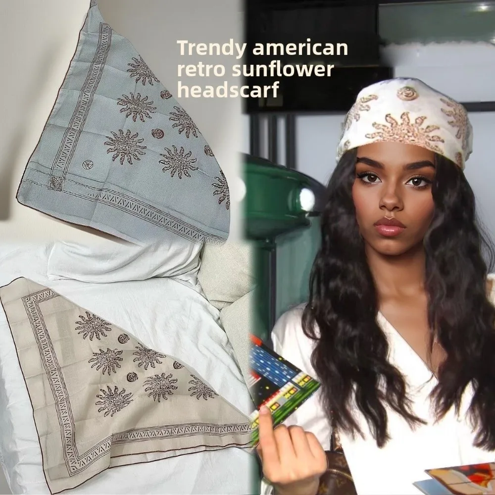 

Аксессуары для тюрбанов: квадратный платок с цветочным принтом, мягкая повязка для волос в стиле хип-хоп, шарф для волос Y2K, панк-бандана для девочек