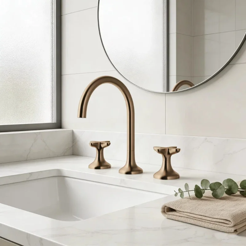 

Engineering bathroom faucet solid brass double handle three holes