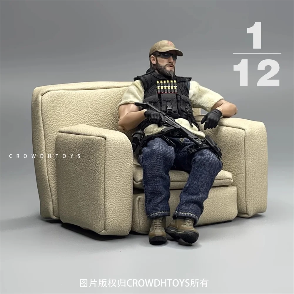 3ATOYS Skala 1/12 Modna Wielokolorowa Czerwono-Biało-Czarna Sofa Około 12x8,5x7,5 CM Bez Ciała Bez Lalki Zabawki Model Dla Figurki Akcji 6"