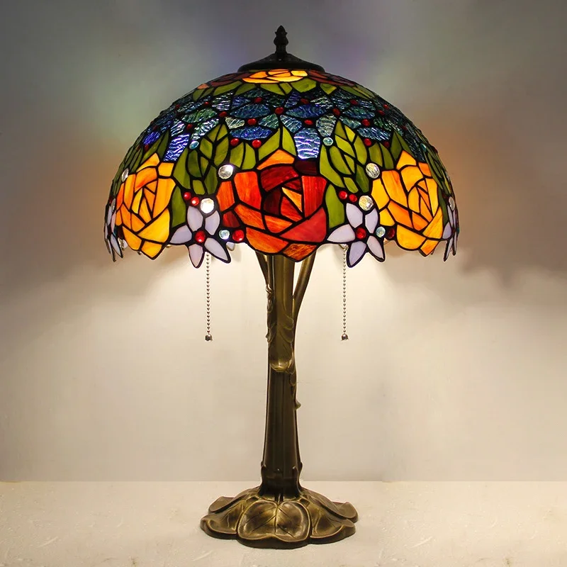 BUNNY Tiffany Table Lamp LED Luxury Creativity Living Room Study Bedroom Bedside Lamp Villa Hotel Color Glass Desk Light