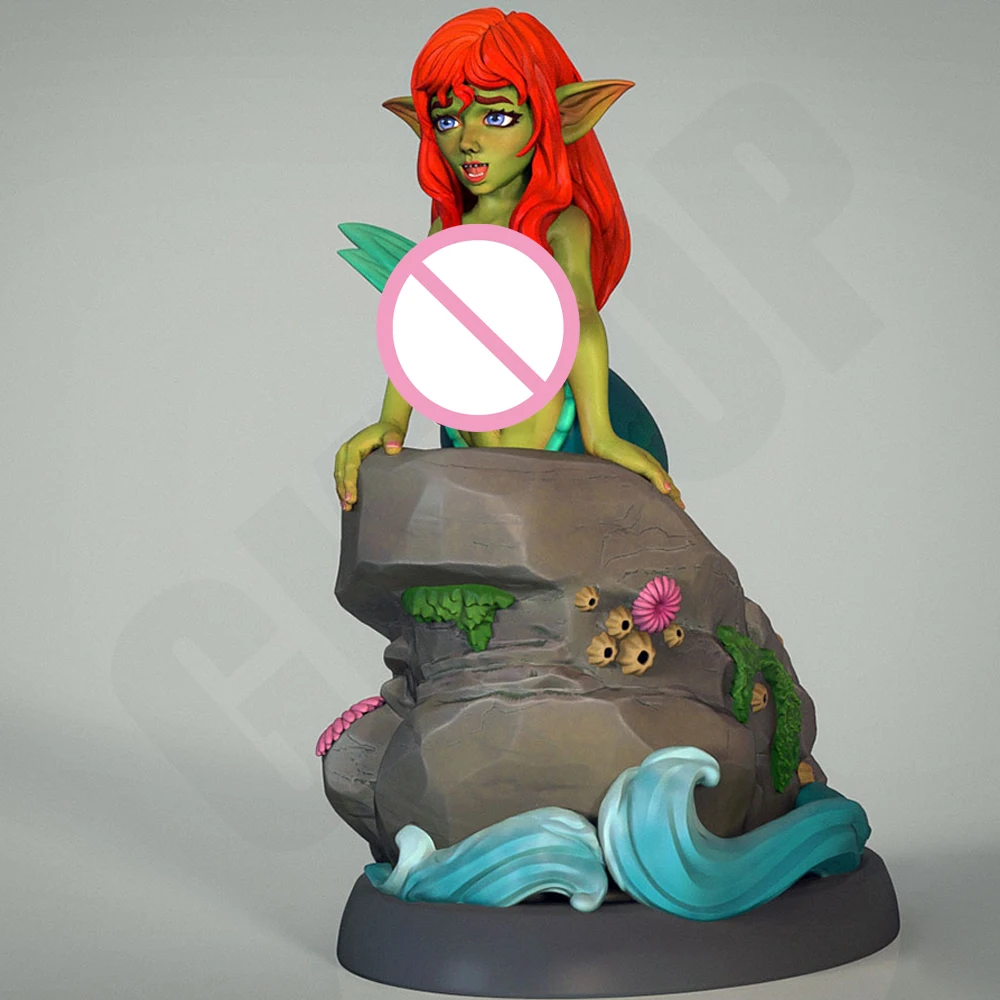 1/24 kit de modelo de impressão 3d goblin belle fish nsfw anime resina figura modelo kit diy estátua de redução em miniatura kit sem pintura brinquedos