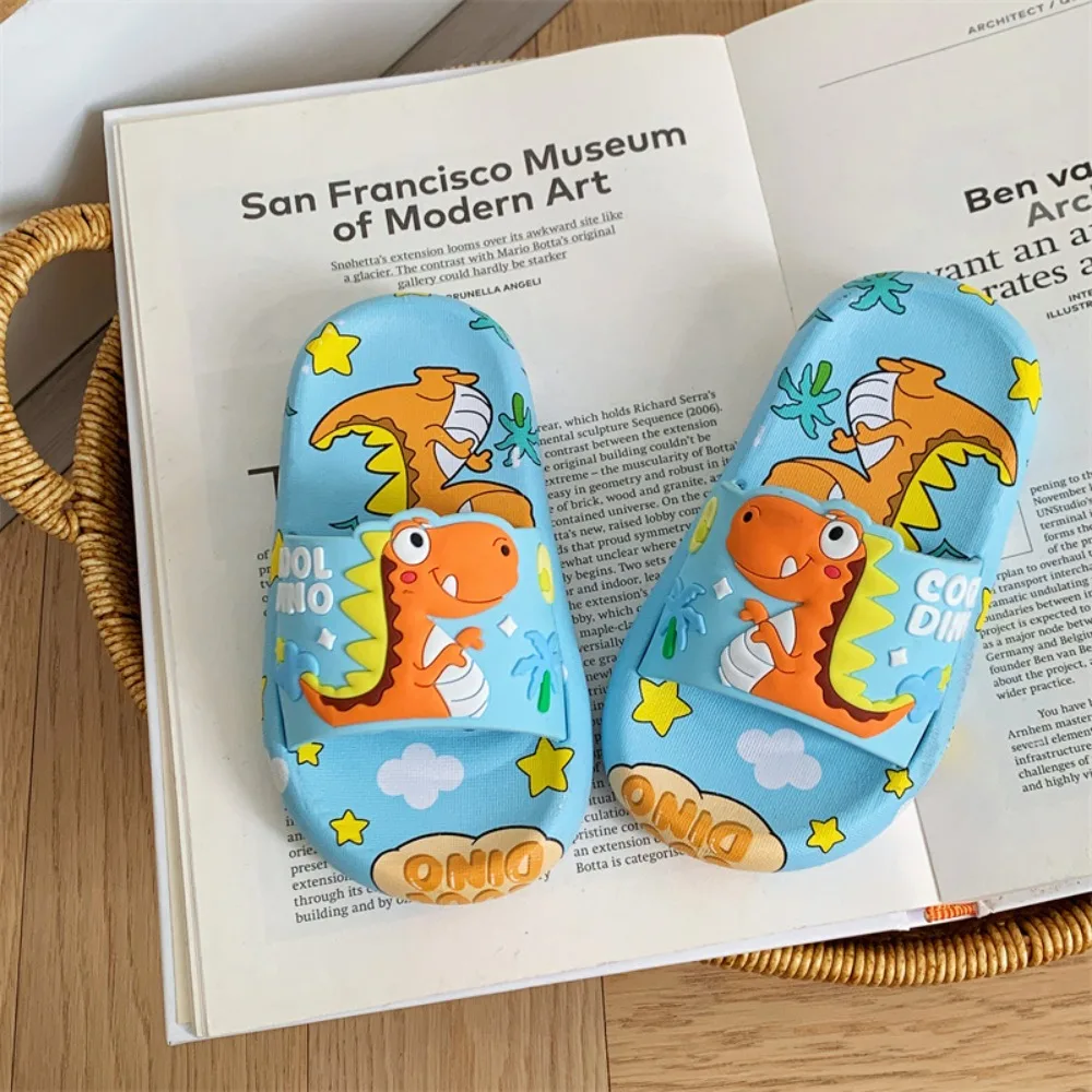 

Cartoon Cute Dinosaur Slippers Anti Slip EVA Cartoon Animal Slippers Platform Solid Color Children's Bathroom Sandals Summer