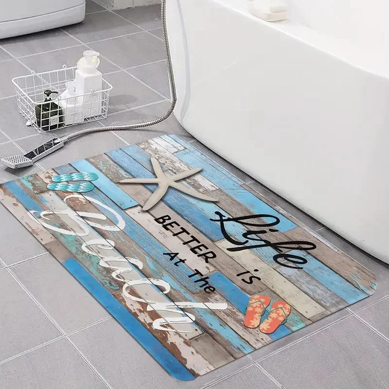 

"Charming Crystal Rug - Soft Beach Design 'Life is Better' Doormat, Non-Slip Decor, Perfect Coastal Gift"
