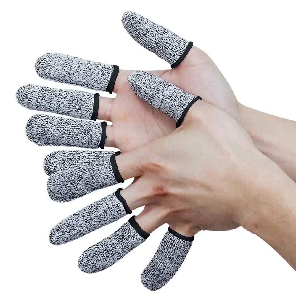 10 Stuks Anti-Cut Vinger Cover Vinger Protector Mouw Niveau 5 Hoge Sterkte Veiligheid Flexibele Anti Cut Vingertop handschoenen Keuken Tool
