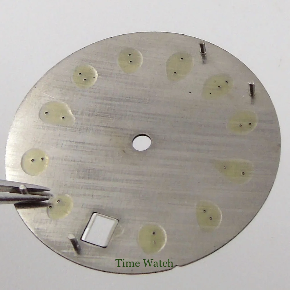 Luminous 29mm Black Watch Dial Spare Parts Fit For NH35/NH35A Movement Date