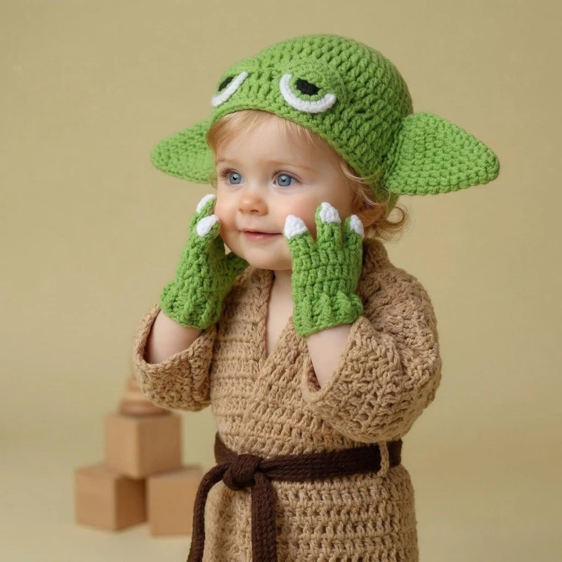 Halloween Knitted Baby Costume Infant Cosplay Outfit Newborn Photoshoot Prop for Full Month Hundred Days Studio Photography