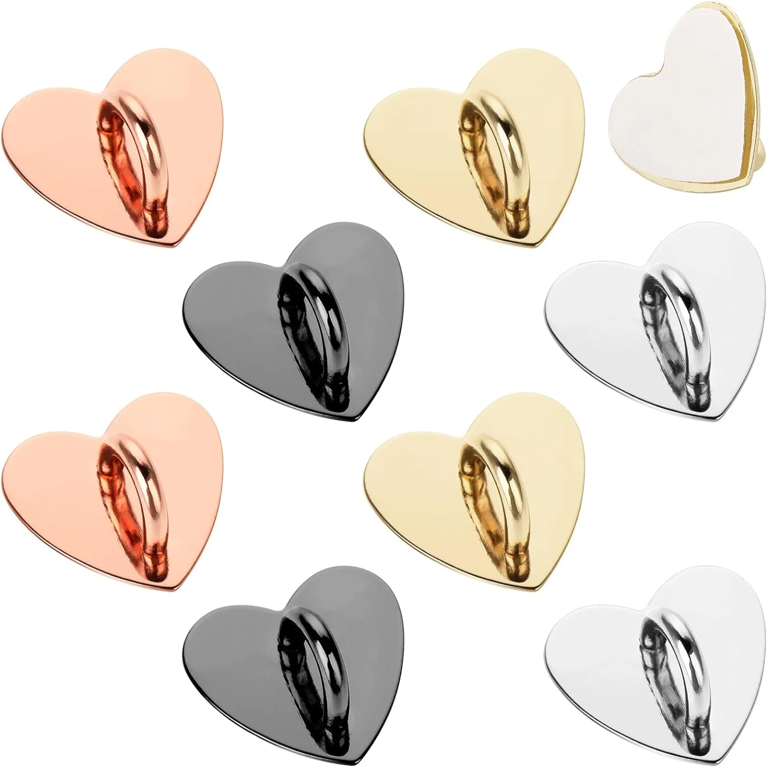 

8 Pcs Cell Phone Finger Ring Heart Phone Metal Cell Phone Charm Finger Rings Phone Finger Loop Stand Cute Cell Phone Accessori