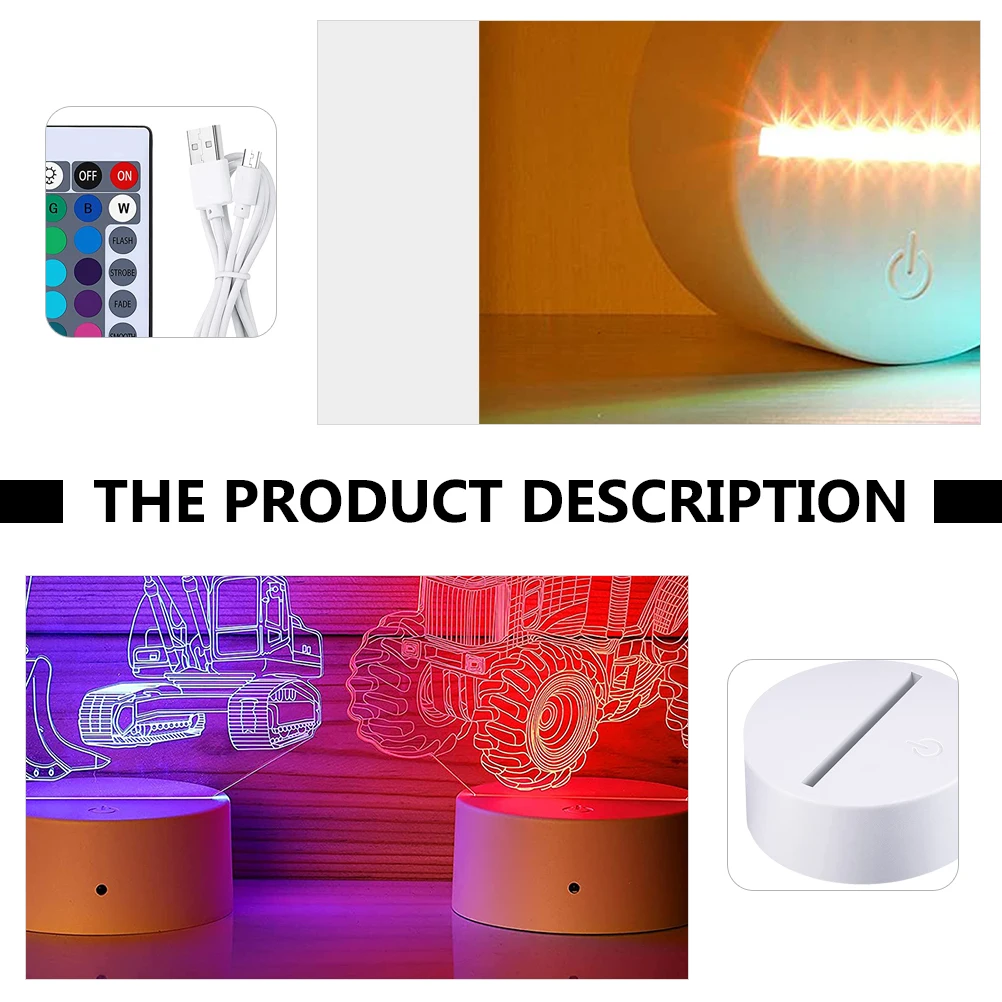 

LED 3D Base Acrylic Color Light Display Base Changing Holder Display Lamp St Mini Night Lamp St Bedroom Office Decor