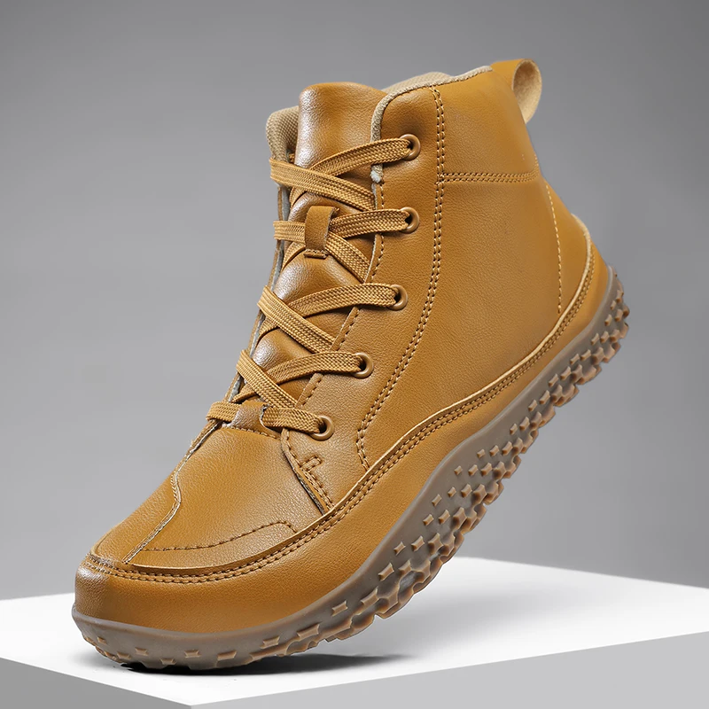 

Outdoor Leather Men Hiking Shoes Breathable Zero Soles Wide Toe Barefoot Boots Minimalist Casual Sneakers Winter Man Ankle Boots